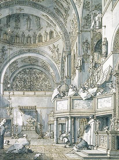Le chœur chantant dans la basilique Saint-Marc, Venise - Giovanni Antonio Canal