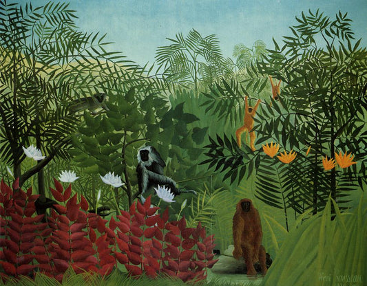 Forêt tropicale avec singes et serpent - Henri Rousseau