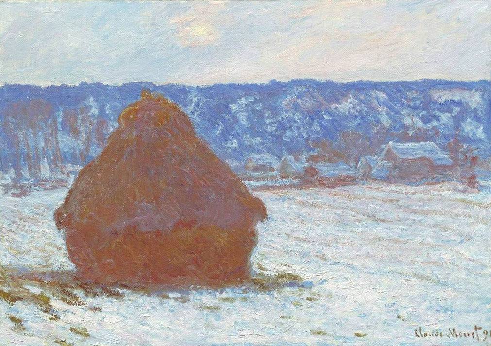 Meule, effet de neige, temps couvert - Claude Monet