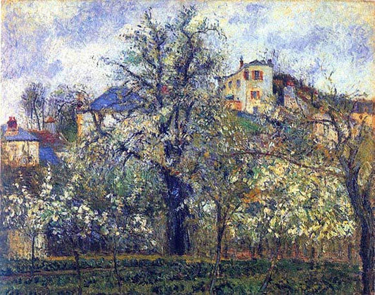 Le potager avec des arbres en fleurs, printemps, Pontoise - Camille Pissarro