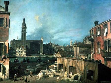 Venise : Campo San Vidal et Santa Maria della Carita (la cour du tailleur de pierre) - Canal Giovanni Antonio