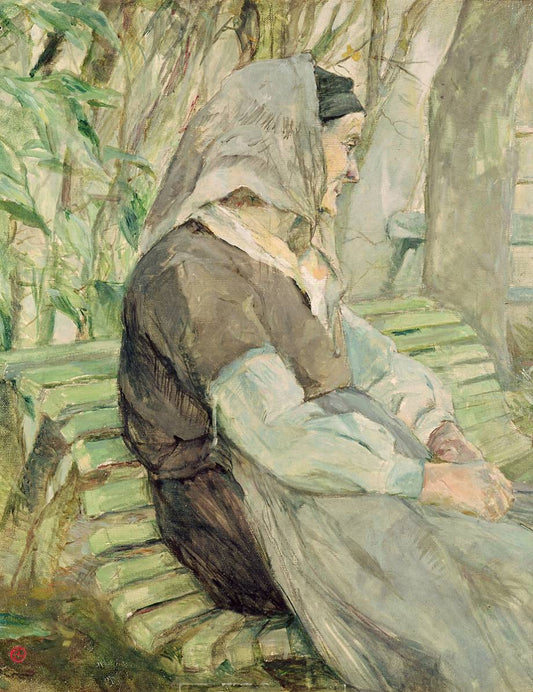 Vieille femme assise sur un banc à Celeyran - Toulouse Lautrec