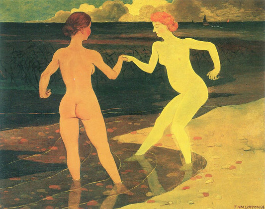 Femme avec une servante se baignant - Félix Edouard Vallotton