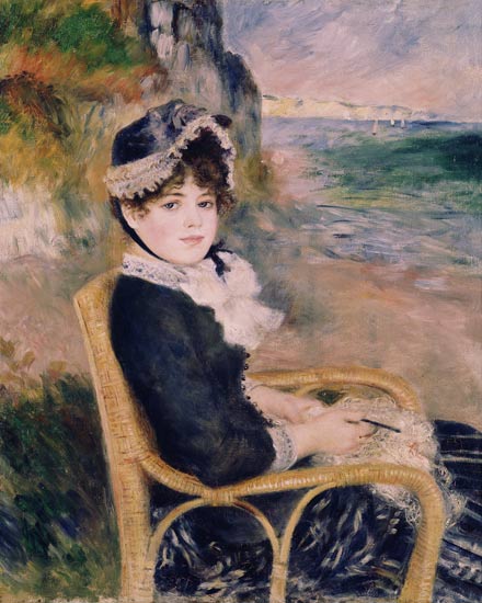 Crocheting Woman by the Seashore - Pierre-Auguste Renoir