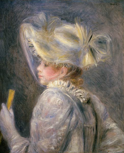 Young Woman with a White Hat - Pierre-Auguste Renoir