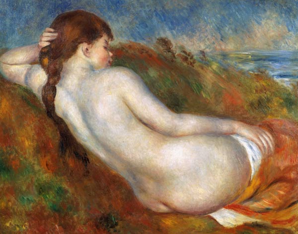 Nude Girl in the Grass on the Dune - Pierre-Auguste Renoir