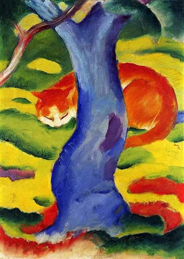 Cat behind a tree - Franz Marc