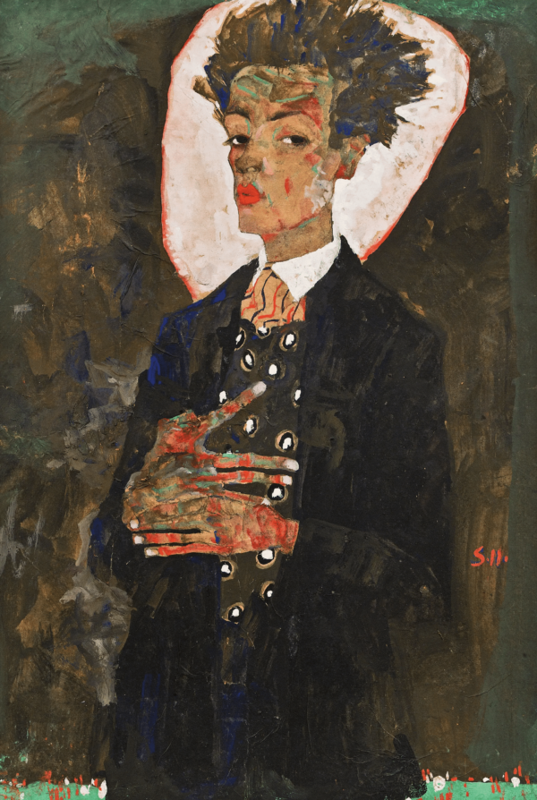 Self-Portrait with Vest, Standing (1911) - Egon Schiele