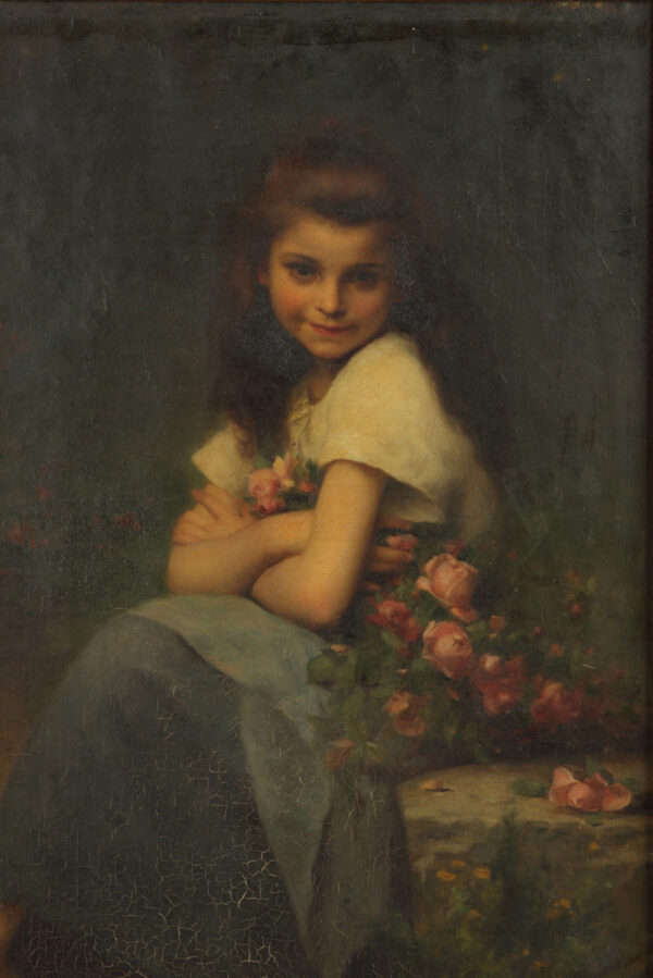 Young girl with roses - Jules-Cyrille Cavé