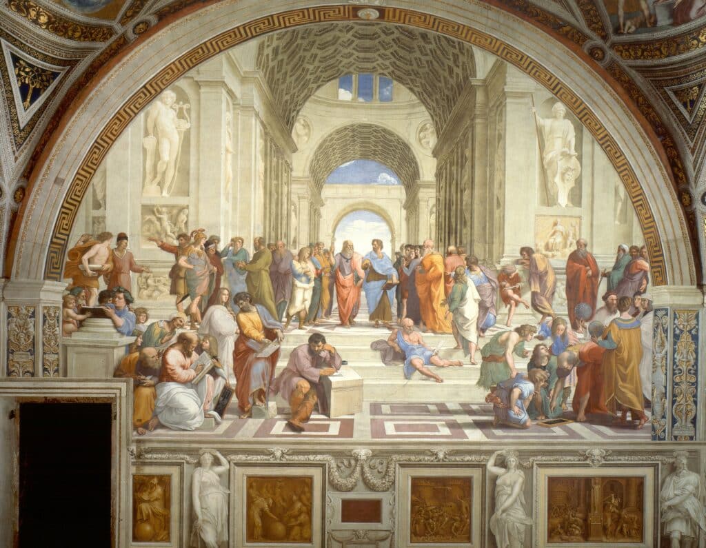 Die 100 berühmtesten Gemälde der Welt 22The School of Athens 22 by Raffaello Sanzio da Urbino 1024x795 1 Der Blog Master Apollon