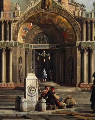 Detail of Capriccio in a Church (oil on canvas) - Giovanni Antonio Canal