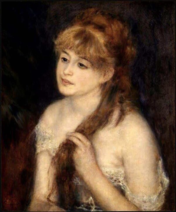 Young Woman Braiding Her Hair - Pierre-Auguste Renoir