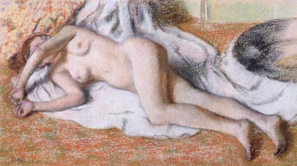 After the Bath or, Reclining Nude - Edgar Degas