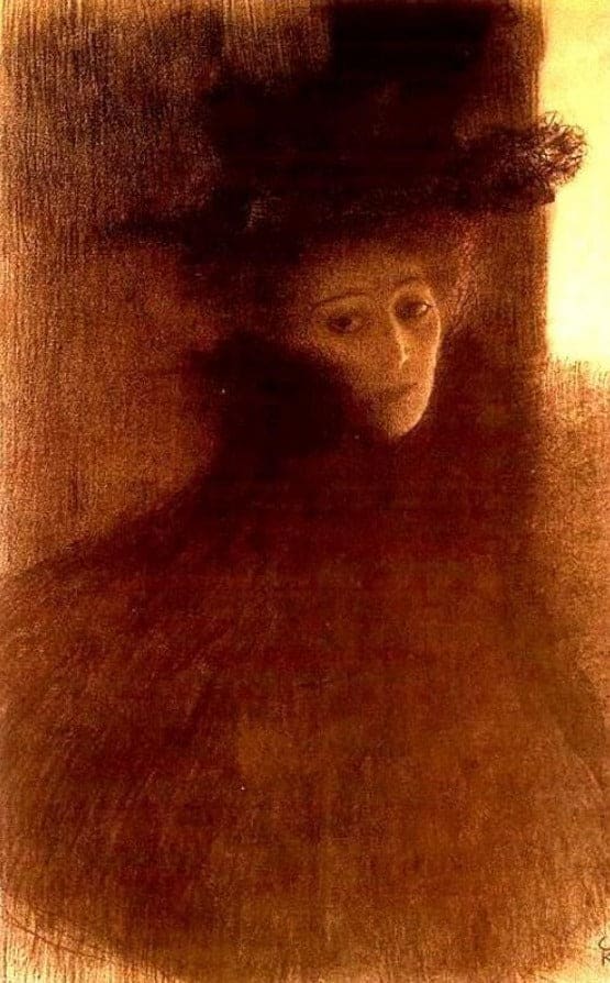 Lady with Cape and Hat - Gustav Klimt