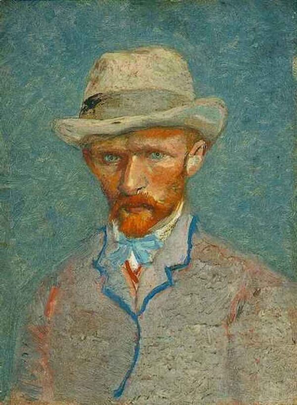 Self-portrait with a grey straw hat - Van Gogh