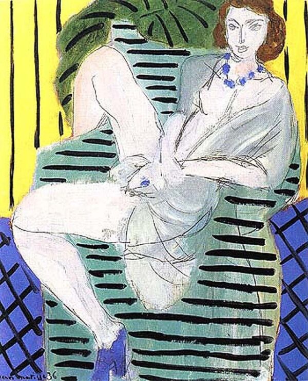 Woman in a Armchair on a Blue and Yellow Background - Matisse