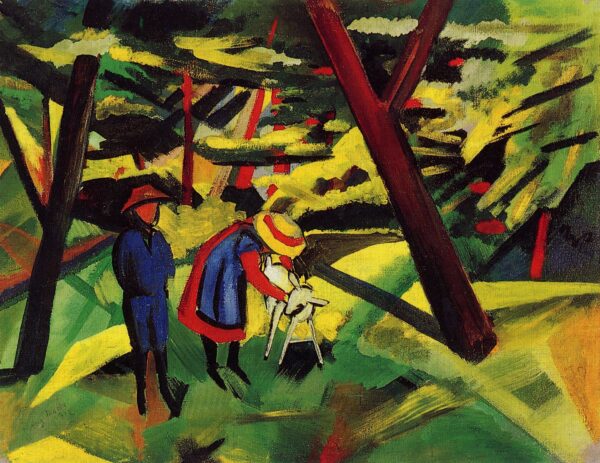 Children with the Goat in the Forest - August Macke