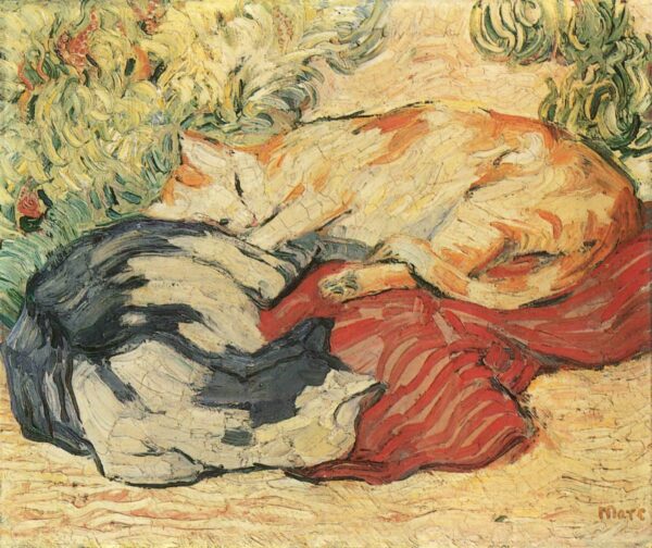 Cats on a Red Cloth - Franz Marc