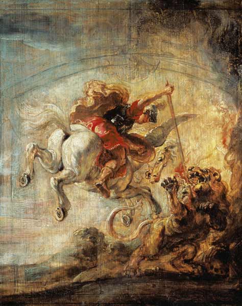 Bellerophon Riding Pegasus and Fighting the Chimaera - Peter Paul Rubens