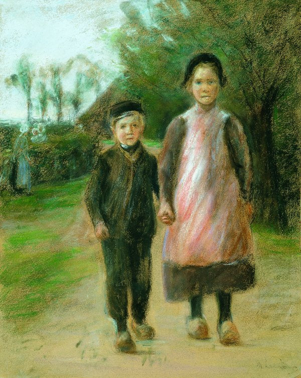 Boy and Girl in a Village Street - Max Liebermann