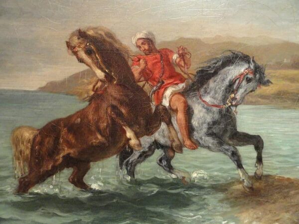 Two horses emerging from the sea - Eugène Delacroix