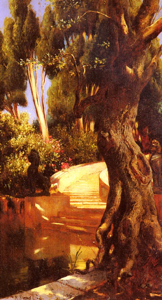 The Staircase under the Trees - Rudolf Ernst