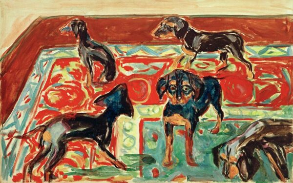 Five puppies on the carpet - Edvard Munch