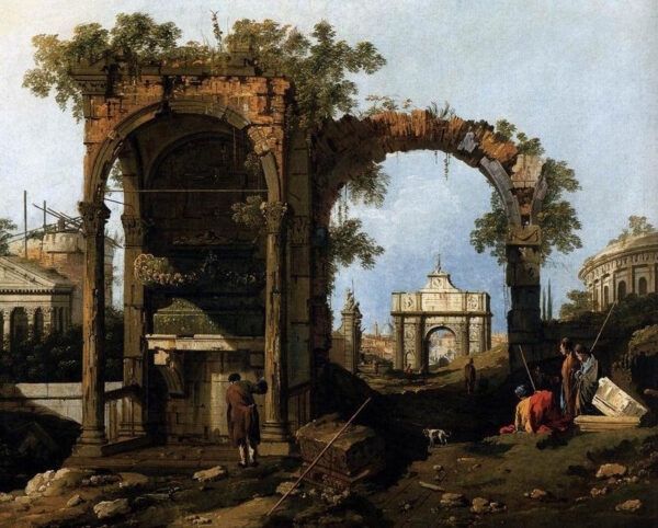 Capriccio with ruins and classical buildings, circa 1760 (oil on canvas) - Giovanni Antonio Canal