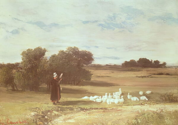 Girl with Geese - Gustave Courbet