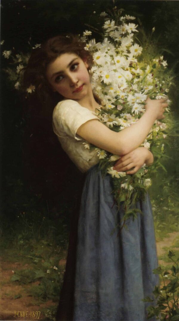 The Young Girl with Flowers - Jules-Cyrille Cavé