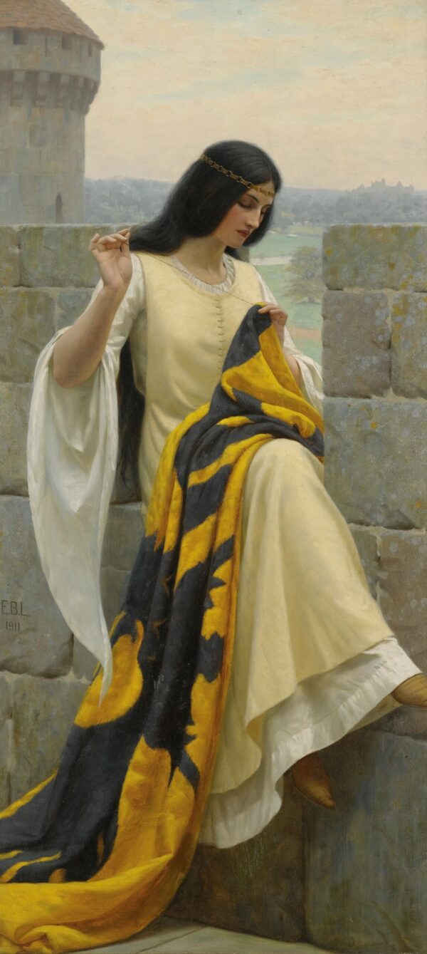 Lady embroidering the banner - Edmund Leighton