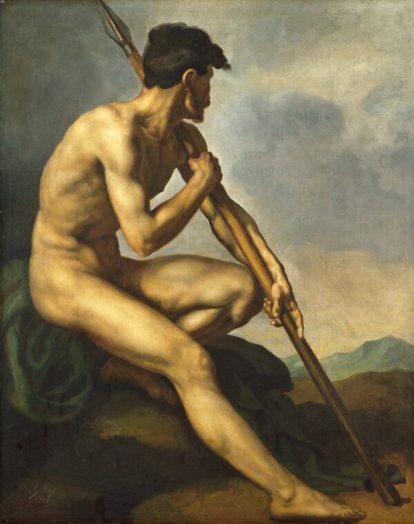 Nude Warrior with a Spear - Théodore Géricault