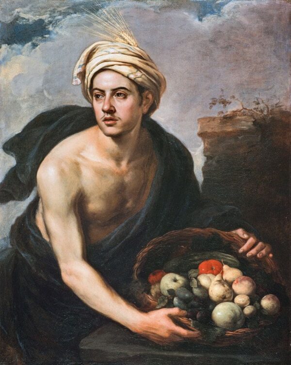 Young man with a basket of fruits (personification of summer) - Bartolomé Esteban Murillo