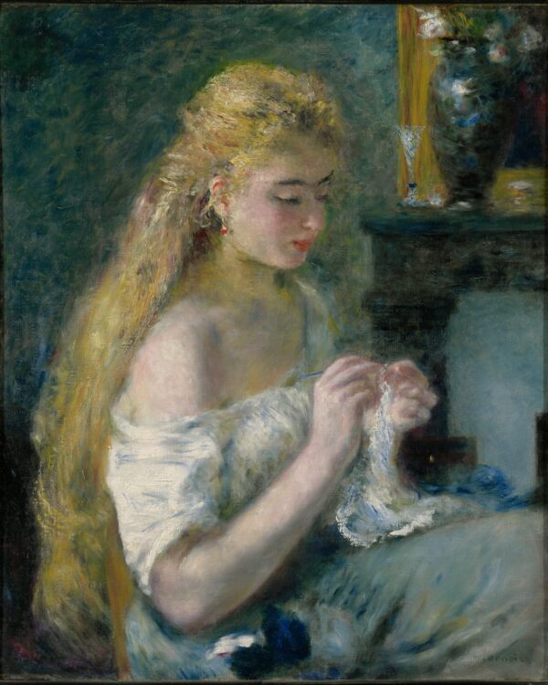 Young Woman Sewing - Pierre-Auguste Renoir