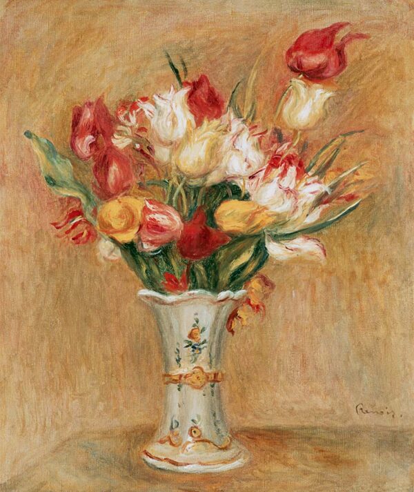 Bouquet of Tulips in White Vase - Pierre-Auguste Renoir