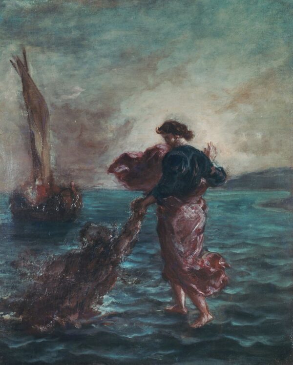 Christ Walking on Water and Reaching Out to Save Saint Peter - Eugène Delacroix