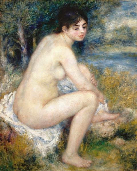 Bathers, he drying his foot - Pierre-Auguste Renoir