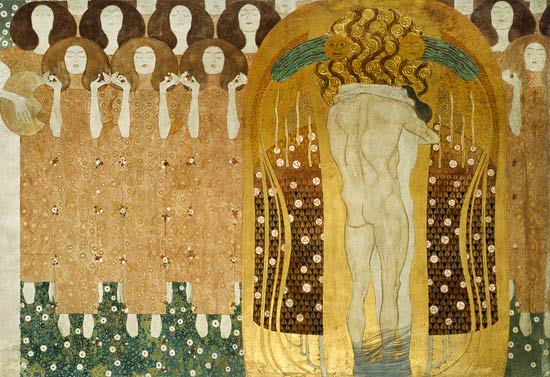 Kiss, detail of The Beethoven Frieze - Gustav Klimt