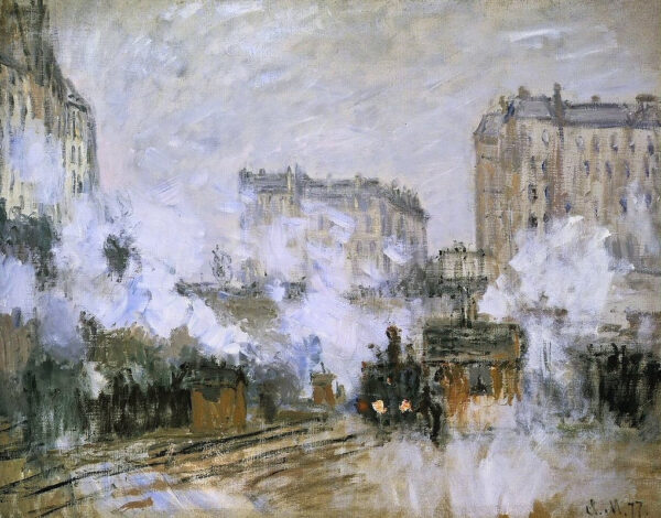 Exterior of the Gare Saint-Lazare, arrival of a train - Claude Monet