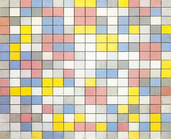 Composition of the grid 9 compositions of the checkerboard bright colors - Mondrian