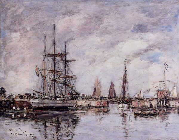 Deauville, the Norwegian three-masted ship leaves the port - Eugène Boudin