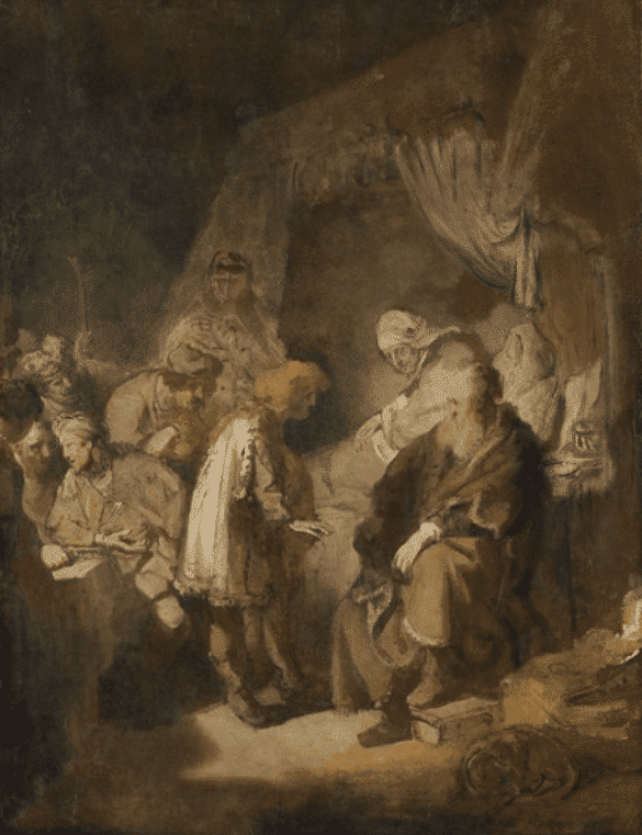 Joseph tells his dreams to his parents and brothers - Rembrandt van Rijn