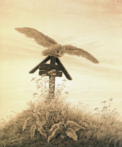 Owl on a Grave Cross - Caspar David Friedrich