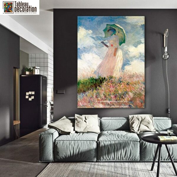 Woman with a Parasol Facing Left - Reproduction of Monet Painting - Image 2