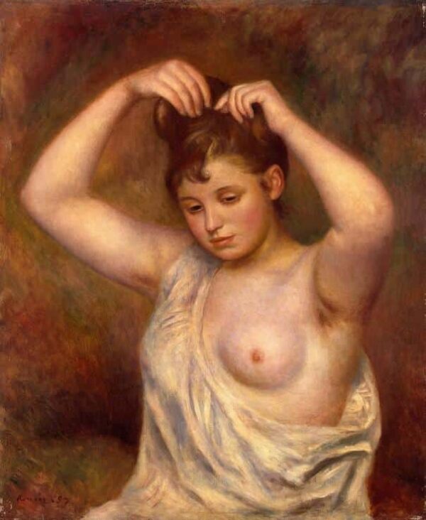 Woman arranging her hair - Pierre-Auguste Renoir