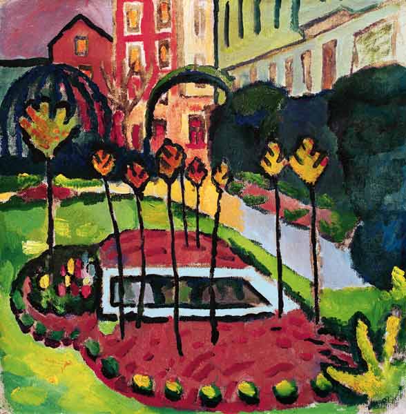 Garden with Pond - August Macke