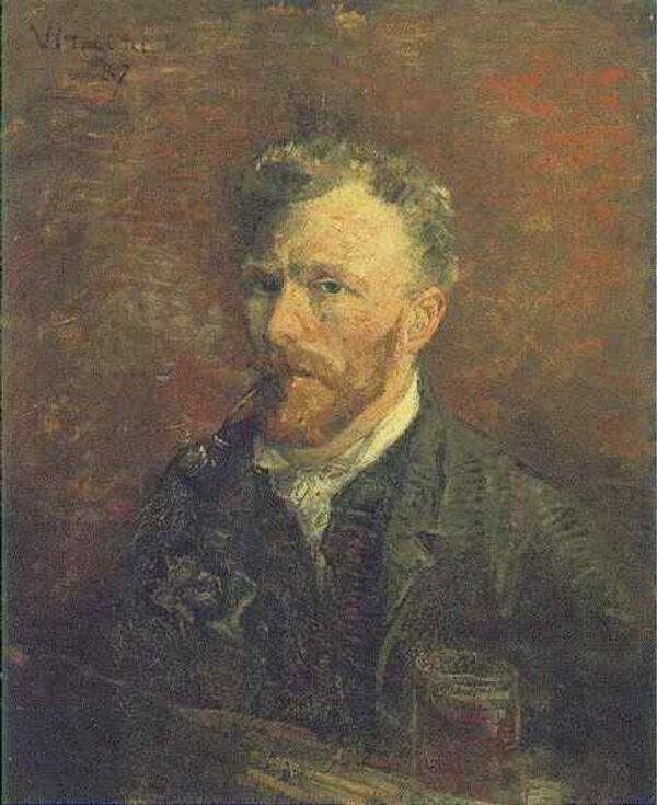 Self-Portrait with Pipe and Glass - Van Gogh