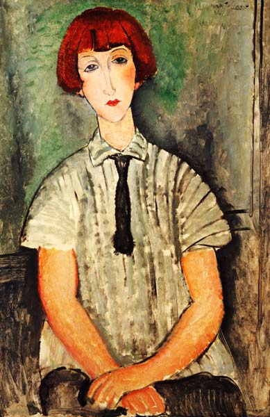 Young Girl in a Striped Shirt - Amedeo Modigliani