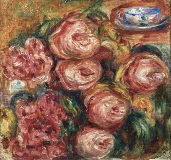 Composition with Roses and a Cup of Tea - Pierre-Auguste Renoir