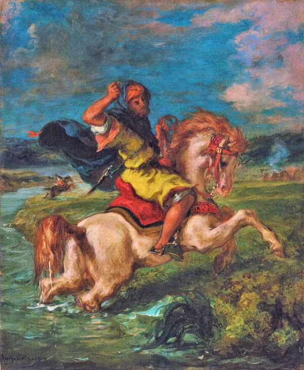 Moroccan Cavalier Crossing a Ford - Eugène Delacroix